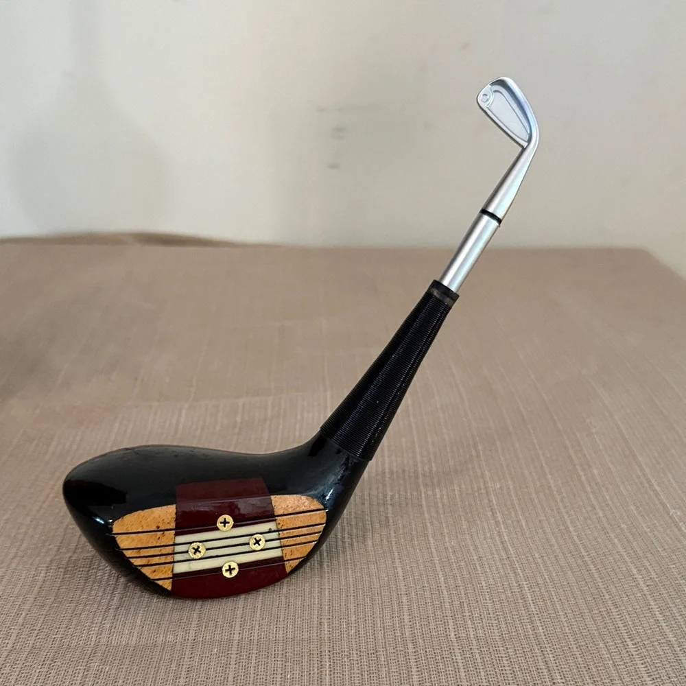 Sleek Black Golf Club Pen and Holder